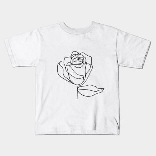 One line rose flower. Continuous line print. Kids T-Shirt